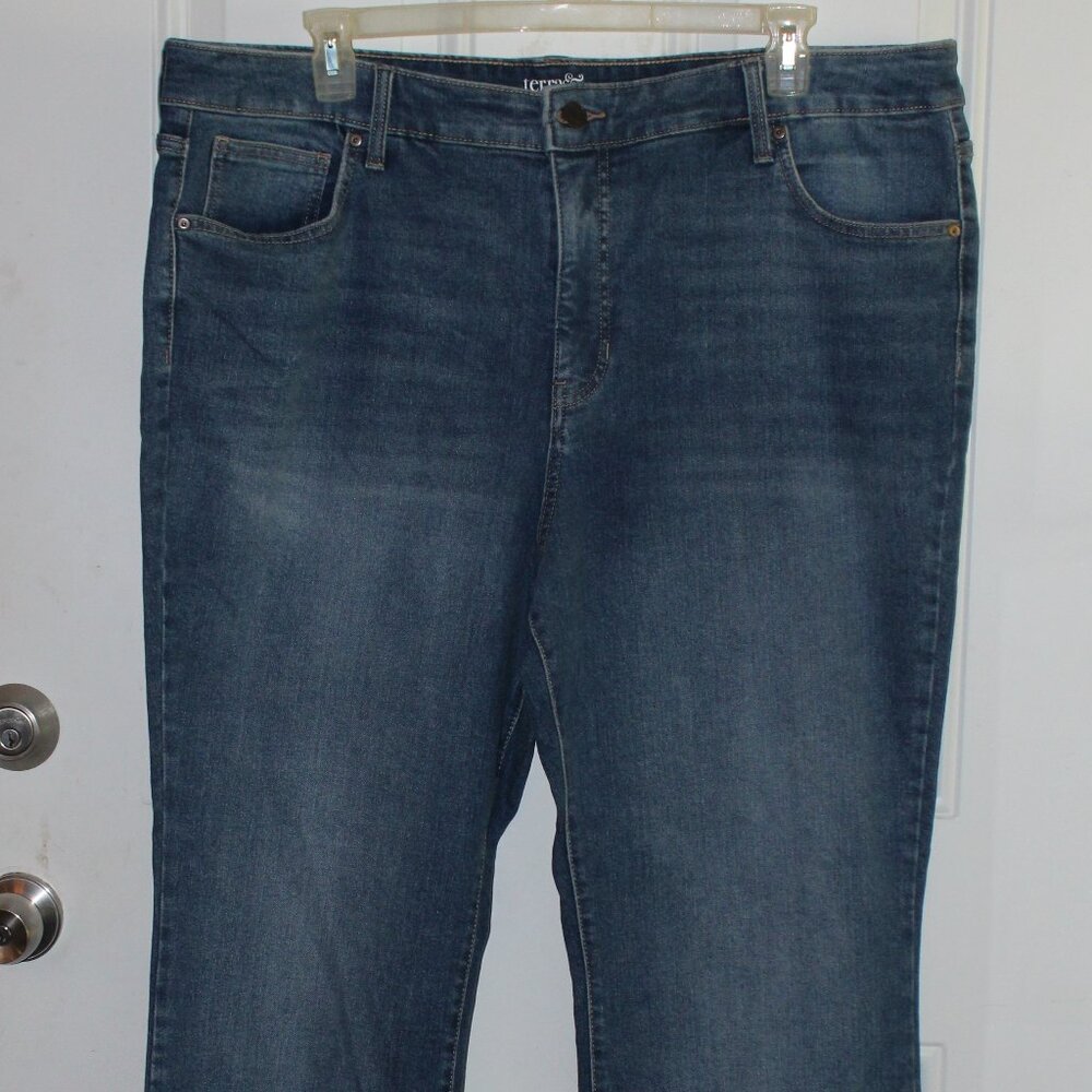 Terra & Sky Flare Leg Denim Jeans Frayed Hem 22W